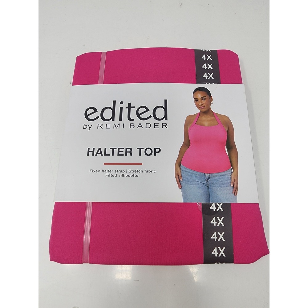 Edited by Remi Bader Womens Halter Top Pink Nylon Blend Casual Size 4X